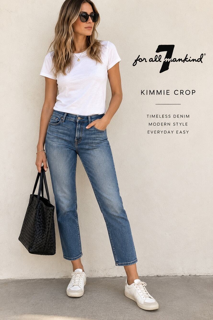 90s Minimalist Classic Straight Crop 7 For All Mankind Kimmie Jeans 32 Pristine